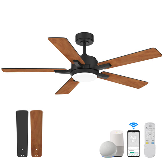 AeroSmart Ceiling Fan 52” with LED Light, Wi-Fi & Remote Control