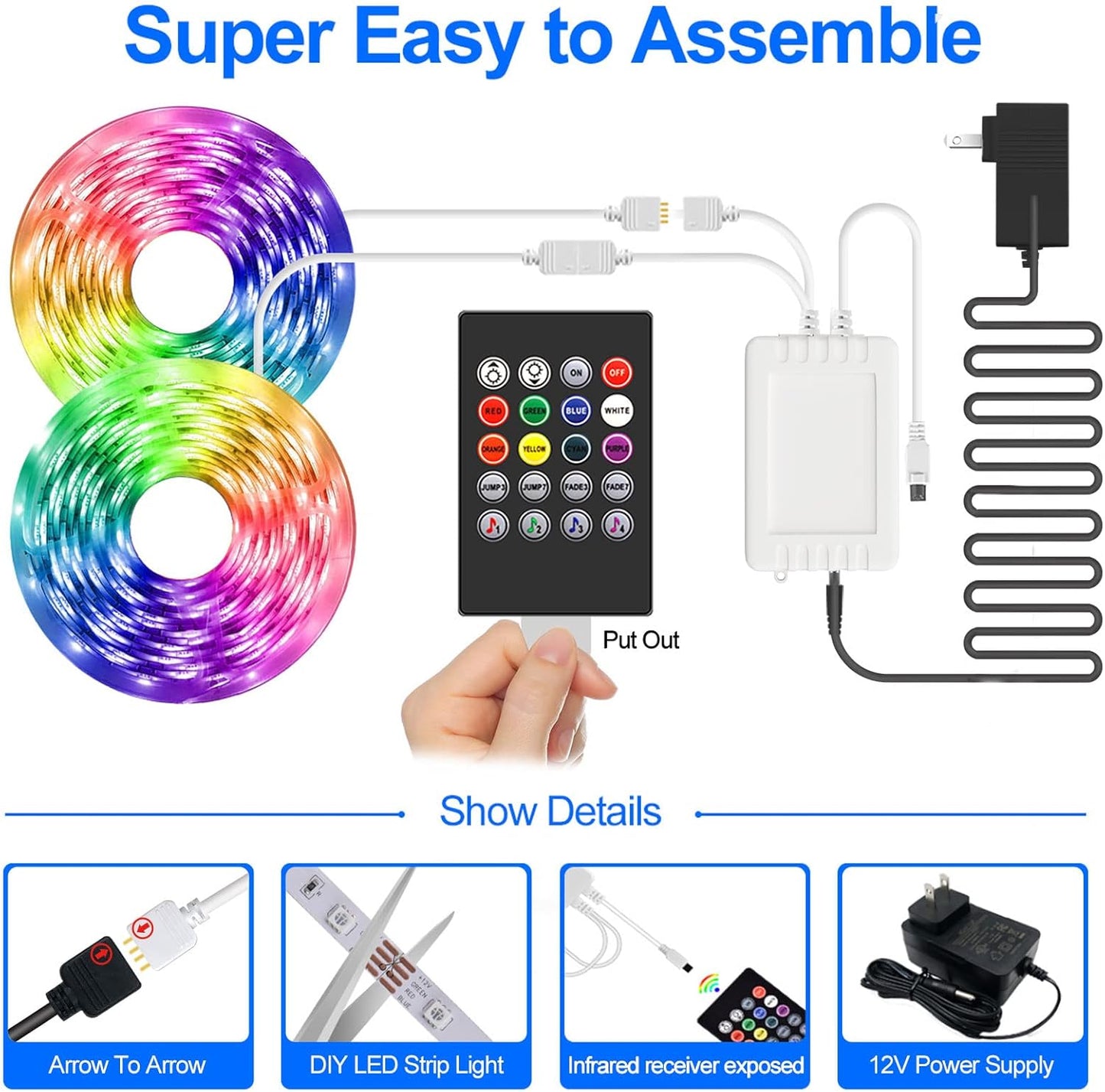 SmartGlow LED Strip 100ft RGB with App & Music Sync