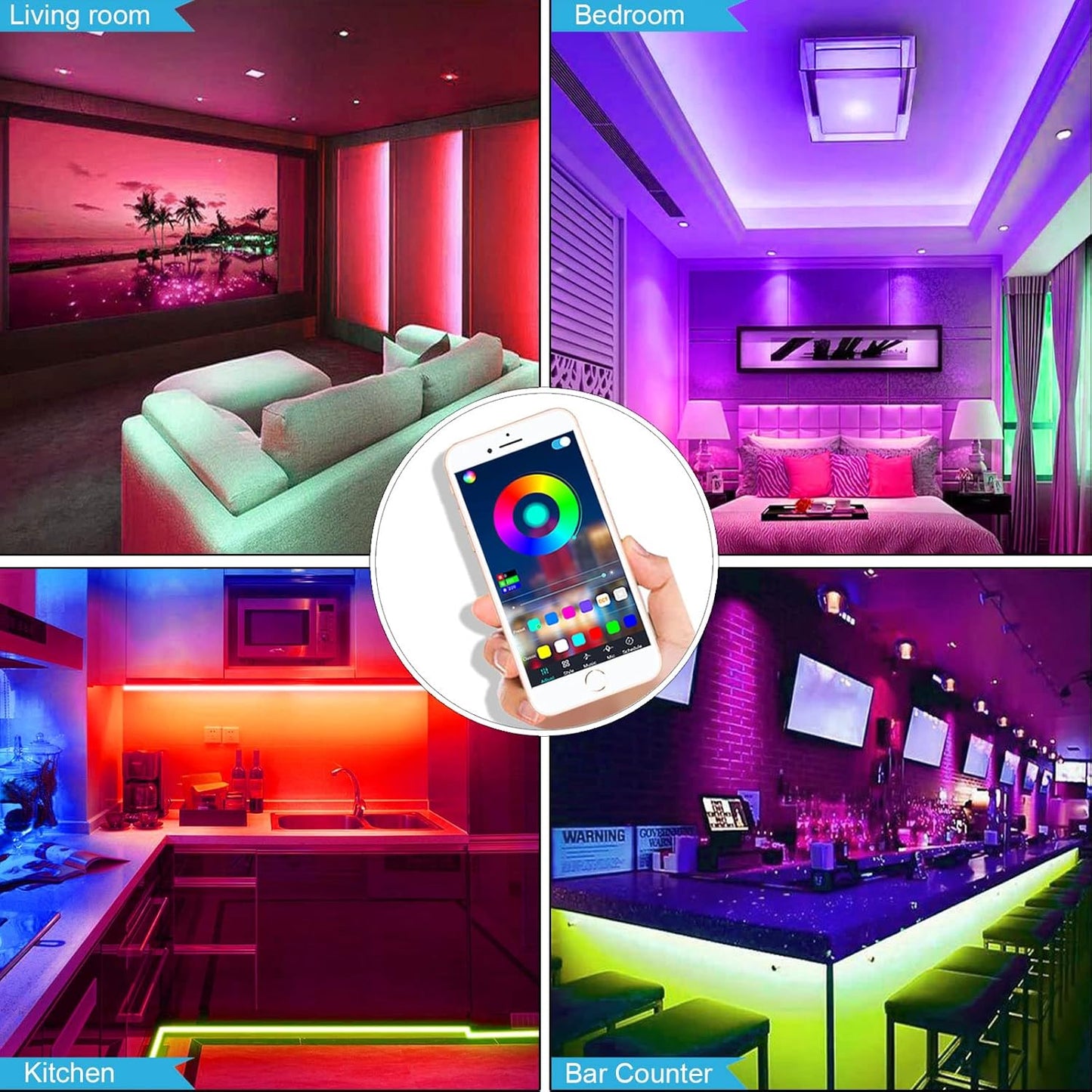 SmartGlow LED Strip 100ft RGB with App & Music Sync