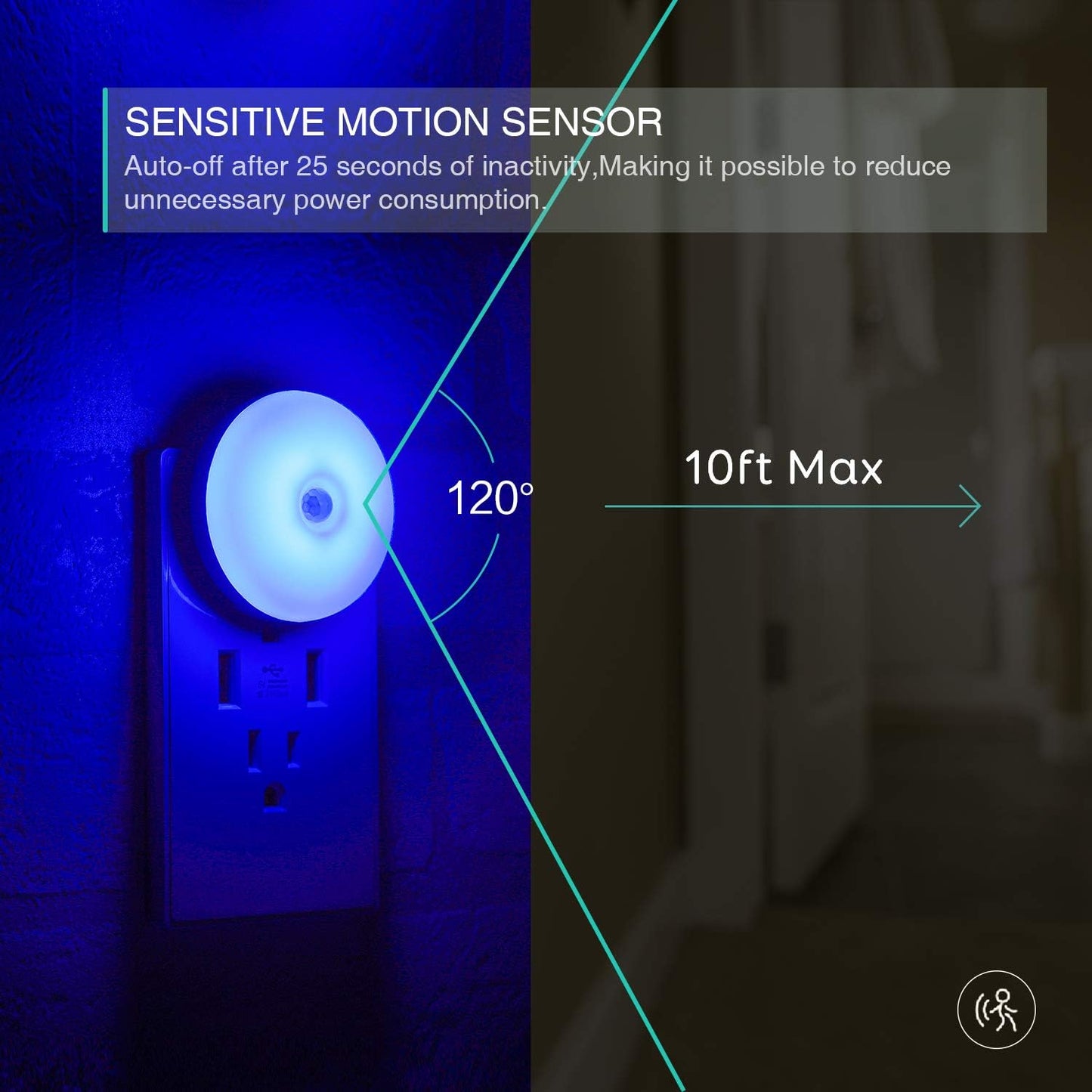 MotionLite - Plug-In Sensor Night Light (2-Pack, Blue Glow)