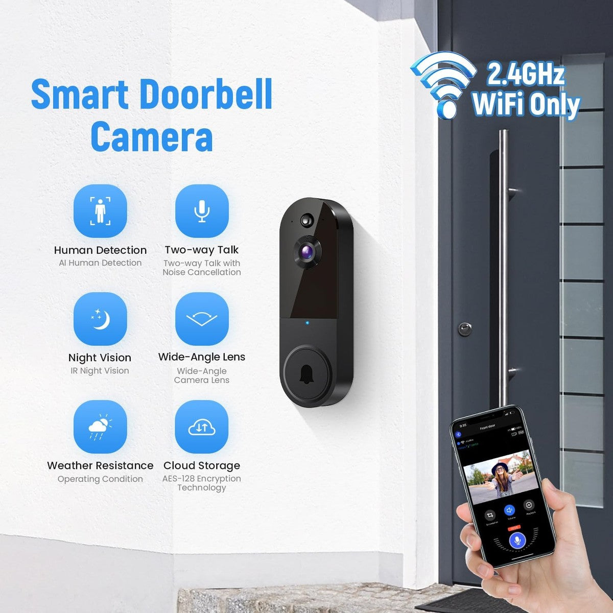 DoorLink Wireless Video Doorbell System with Touchscreen & Remote Unlock
